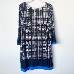 Eliza J Black White Grid Blue Trim Career Shift Dress